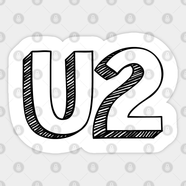 U2 // Typography Design Sticker by Aqumoet